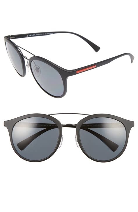 prada 54mm polarized round sunglasses